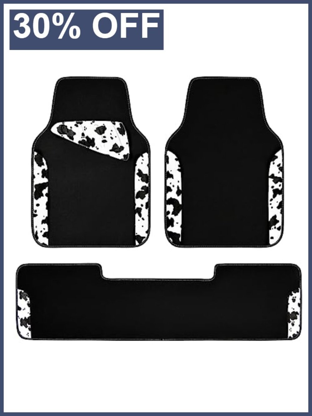 Waterproof Universal Car Floor Mats - Cow Print Leather Set for SUV Van Truck